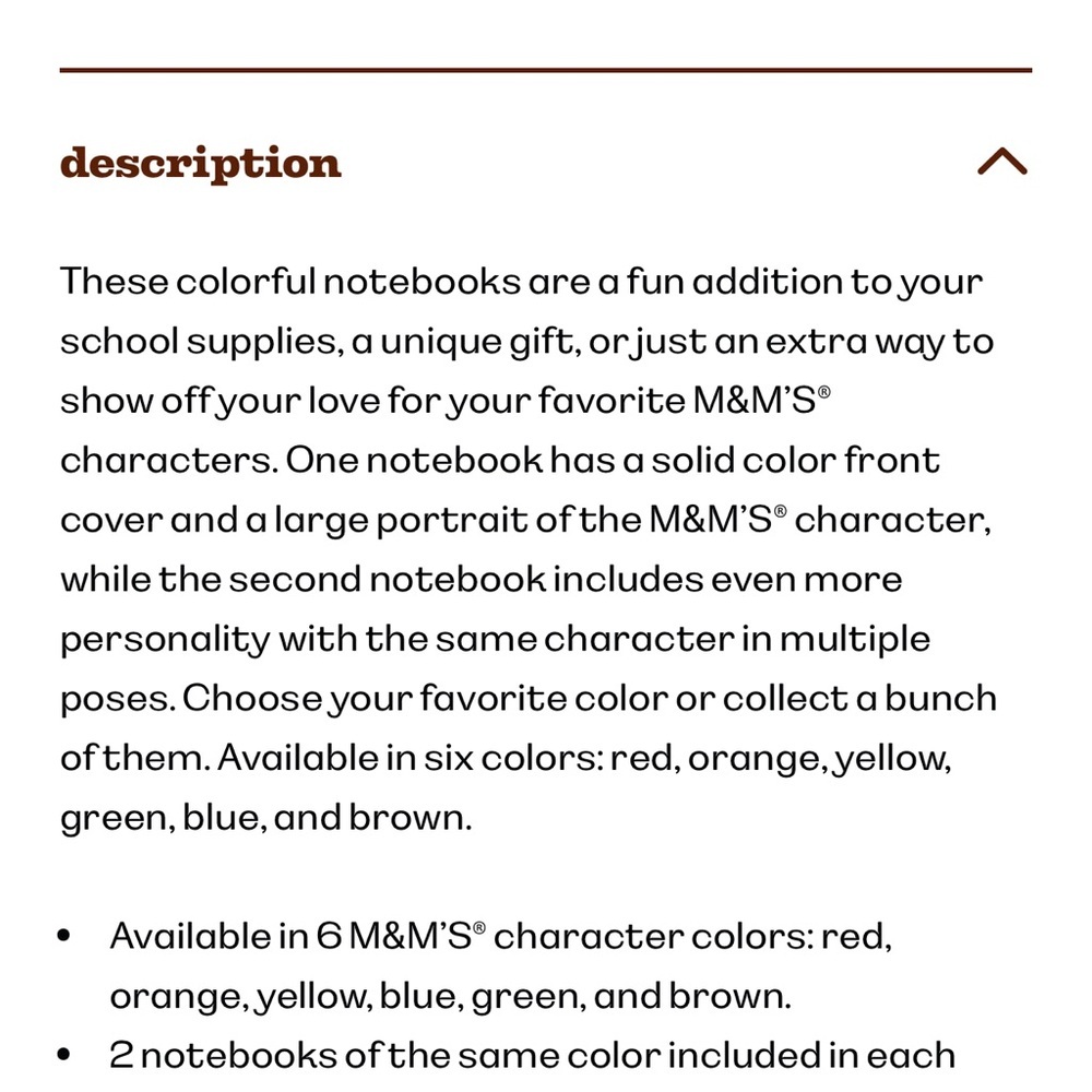 M&M'S Multicolor Hardcover Notebooks - Red Blue Yellow Green Brown Orange - Picture 12 of 12